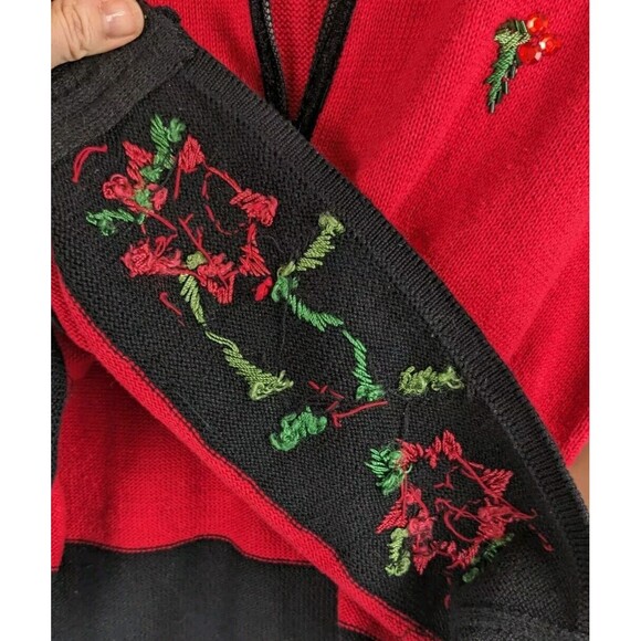 Tiara International Christmas Collection Poinsettia Cardigan Women's Sz XL EUC - Picture 7 of 12